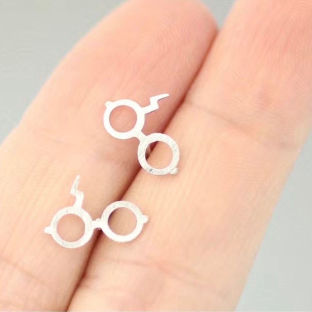 3 For $35 Platinum Plated Harry Potter Glasses Stud Earrings